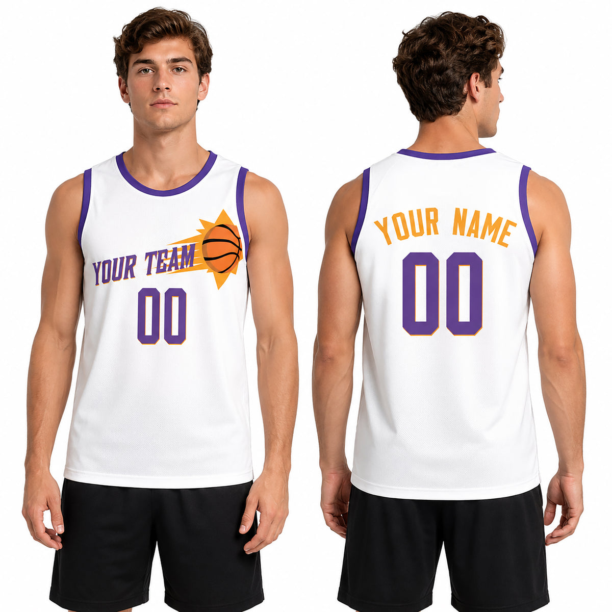 Personalized Phoenix Basketball Jersey – White Classic Style, Custom Name & Number for Kids, Youth & Adults-1