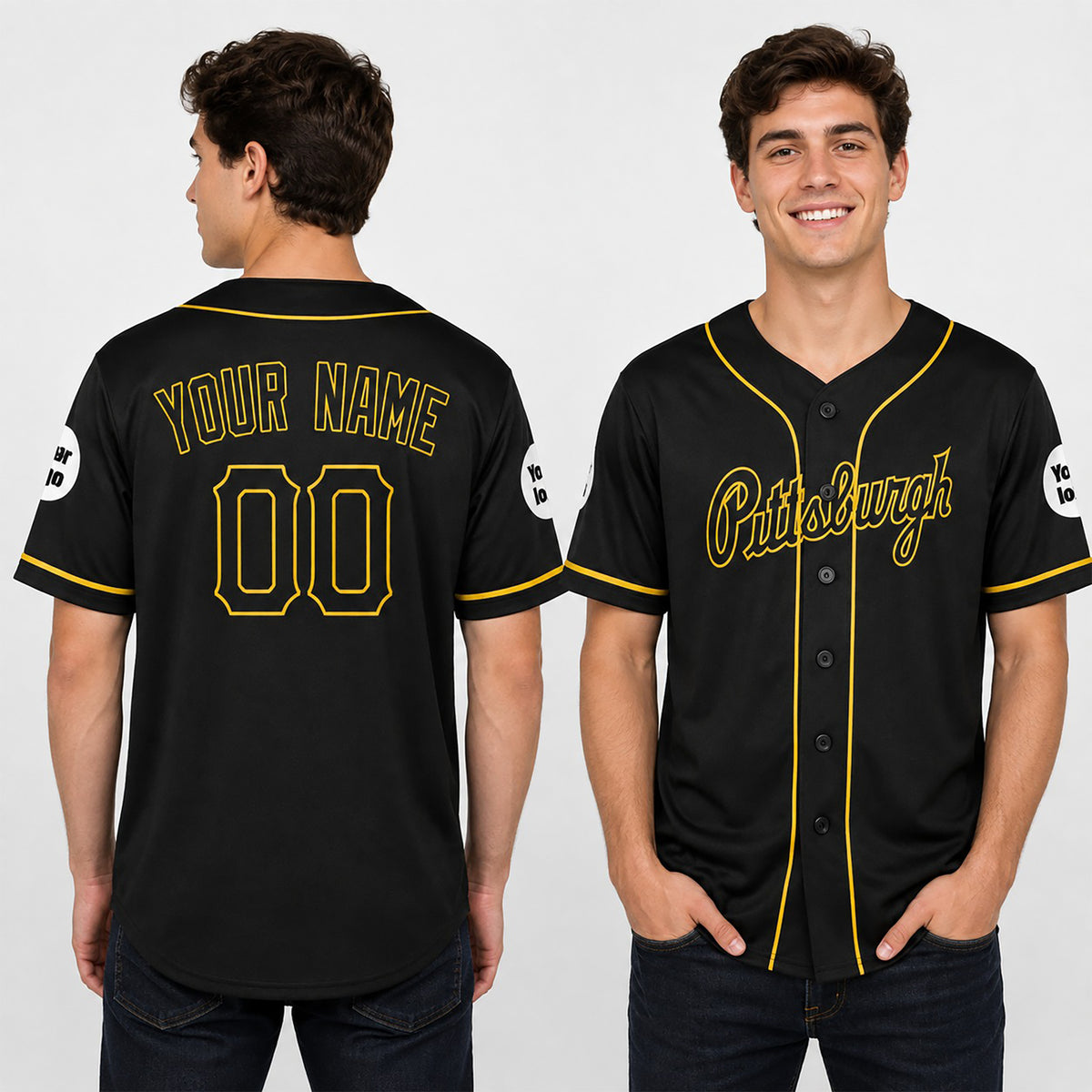 Personalized Pittsburgh Baseball Jersey – Black City Style, Custom Name & Number for Kids & Adults-1