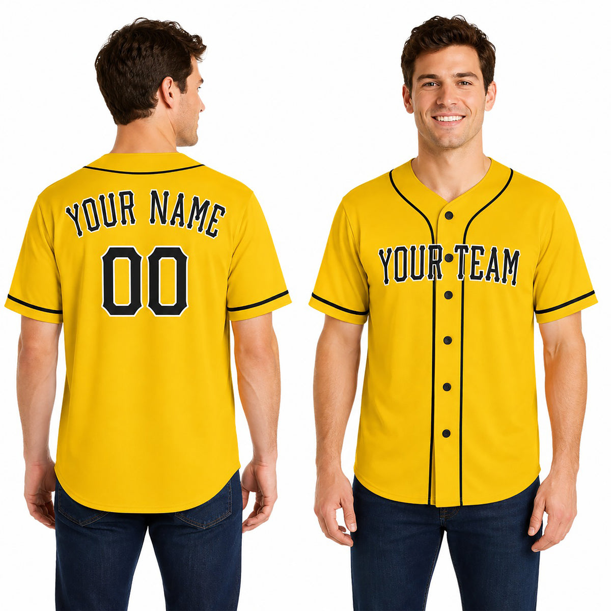 Personalized Pittsburgh Gold Baseball Jersey – Custom Name & Number, Kids & Adults-1