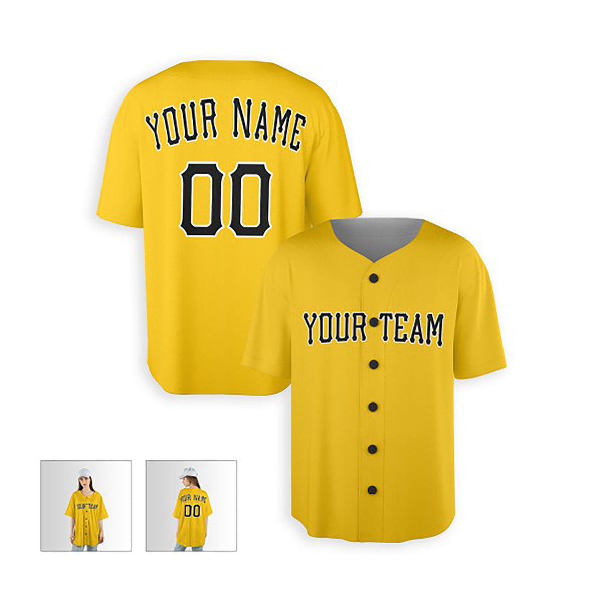 Personalized Pittsburgh Gold Baseball Jersey – Custom Name & Number, Kids & Adults-5