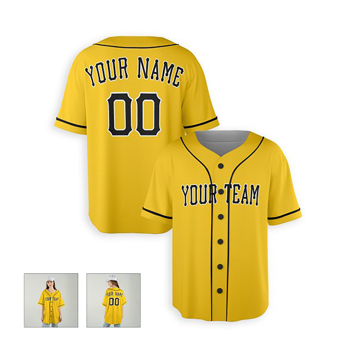 Personalized Pittsburgh Gold Baseball Jersey – Custom Name & Number, Kids & Adults-6