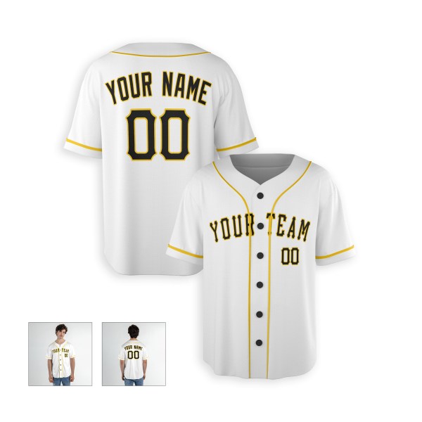 Personalized Pittsburgh White Baseball Jersey – Custom Name & Number, Kids & Adults-4