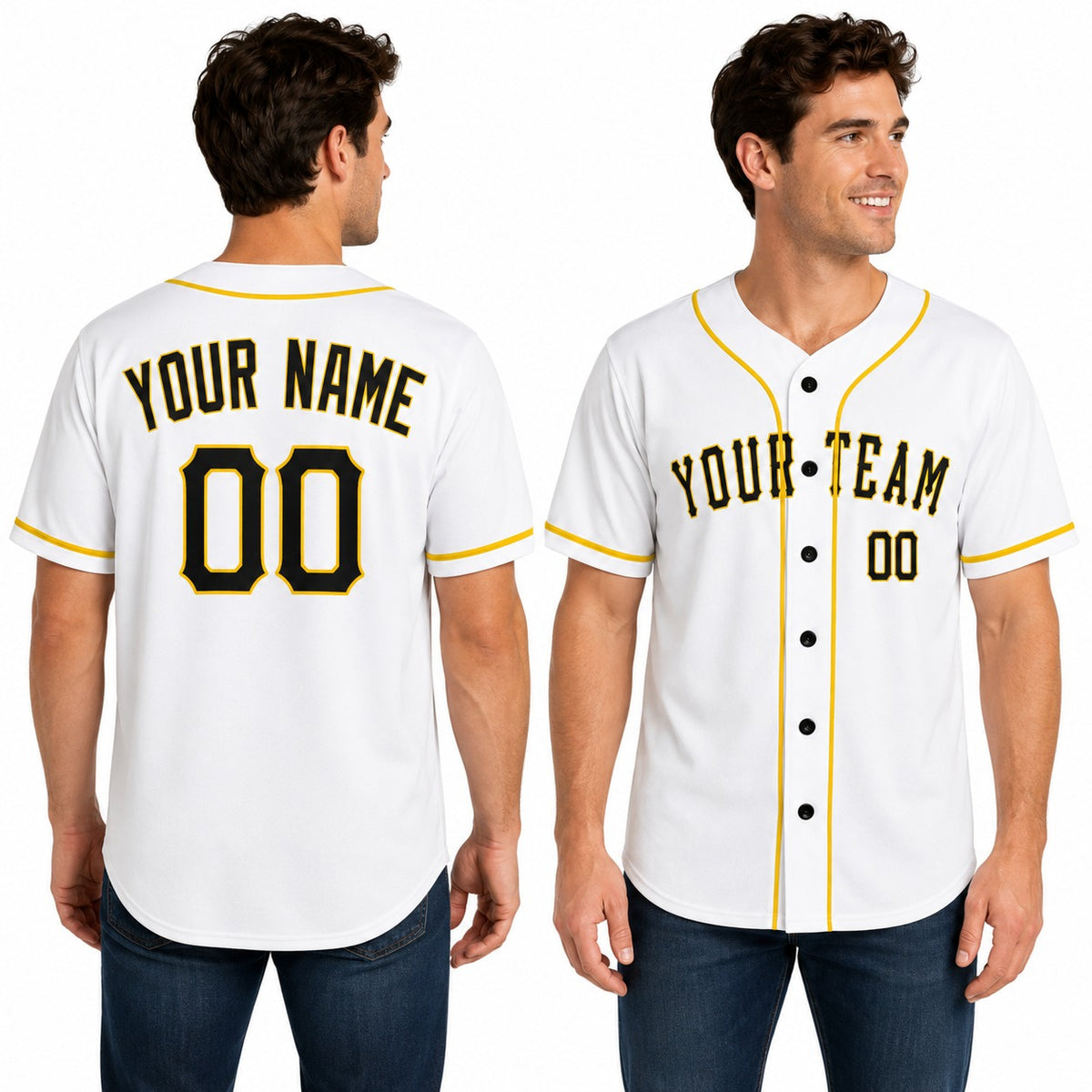 Personalized Pittsburgh White Baseball Jersey – Custom Name & Number, Kids & Adults-1