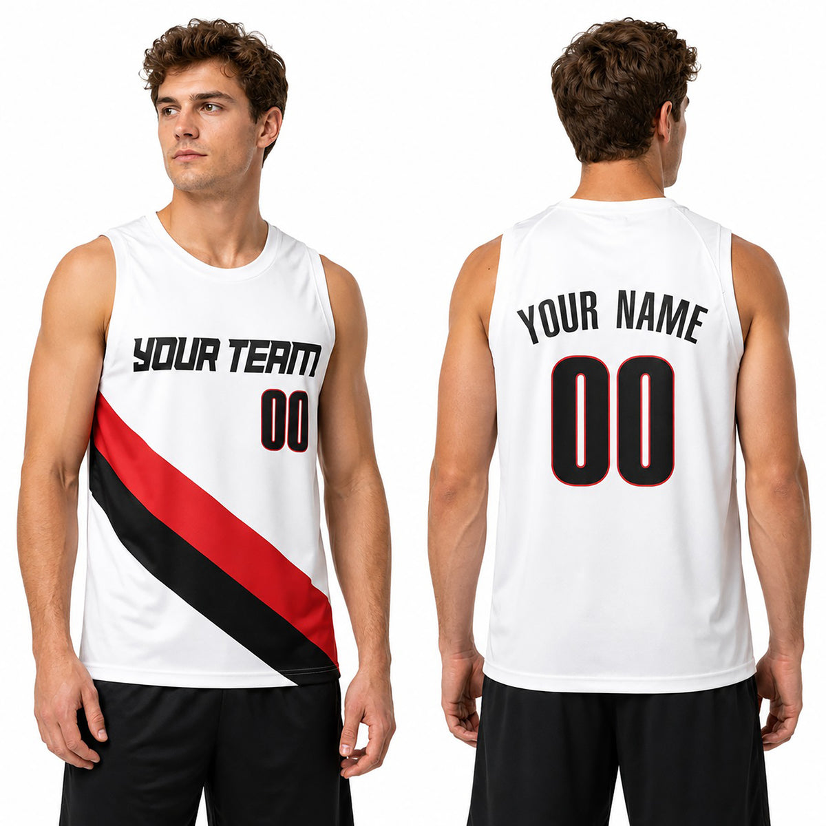Personalized Portland White Basketball Jersey – Custom Name & Number, Kids Youth Adults-1