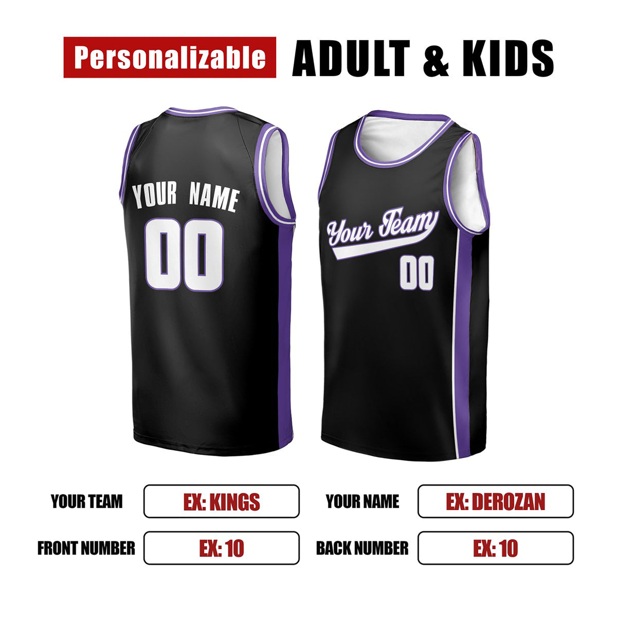 Personalized Sacramento Black Basketball Jersey – Custom Name & Number-2
