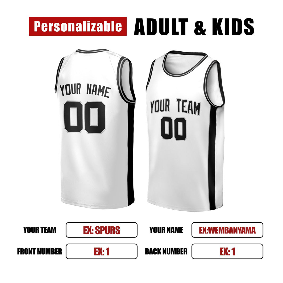 Personalized San Antonio White Basketball Jersey – Custom Name & Number-2