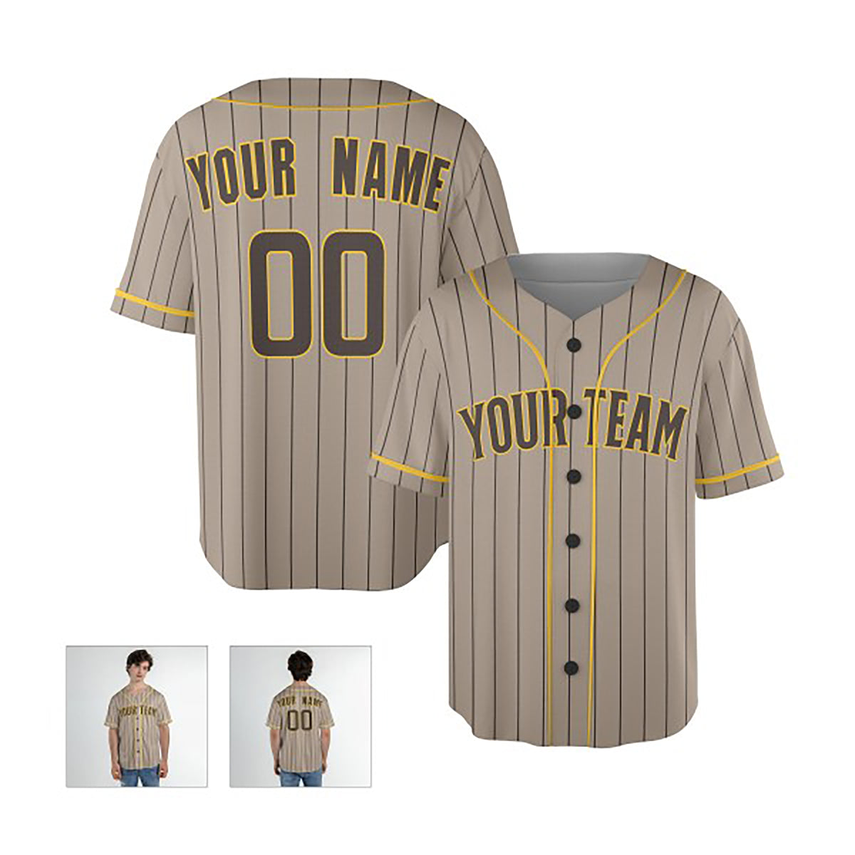 Personalized San Diego Baseball Jersey – Sand Alternate Style, Custom Name & Number for Kids & Adults-4