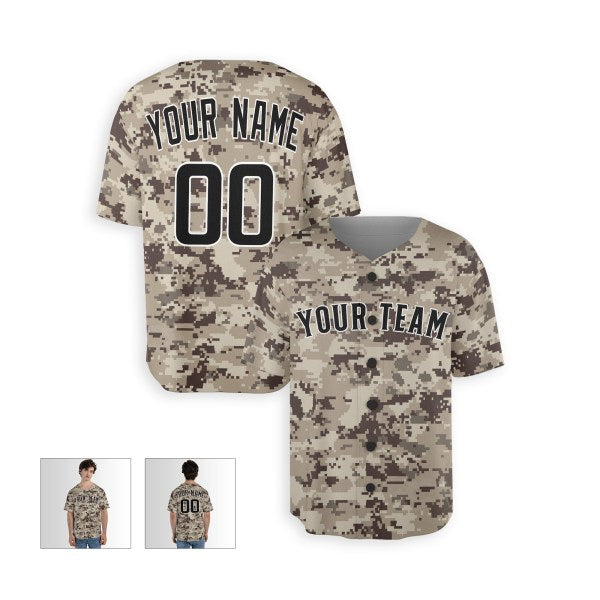 Personalized San Diego Camo Baseball Jersey – Custom Name & Number, Kids & Adults-3