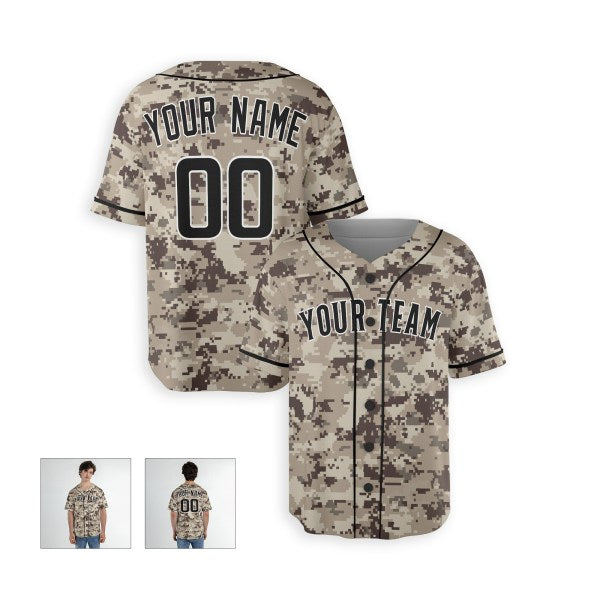 Personalized San Diego Camo Baseball Jersey – Custom Name & Number, Kids & Adults-4