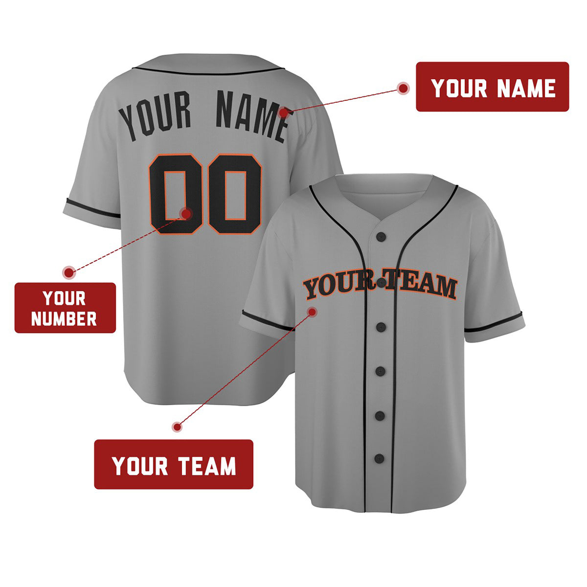 Personalized San Francisco Gray Mesh Baseball Jersey – Custom Name & Number-2