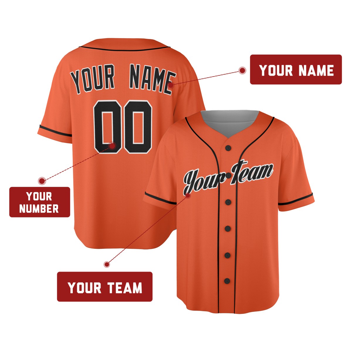 Personalized San Francisco Orange Throwback Baseball Jersey – Custom Name & Number-2