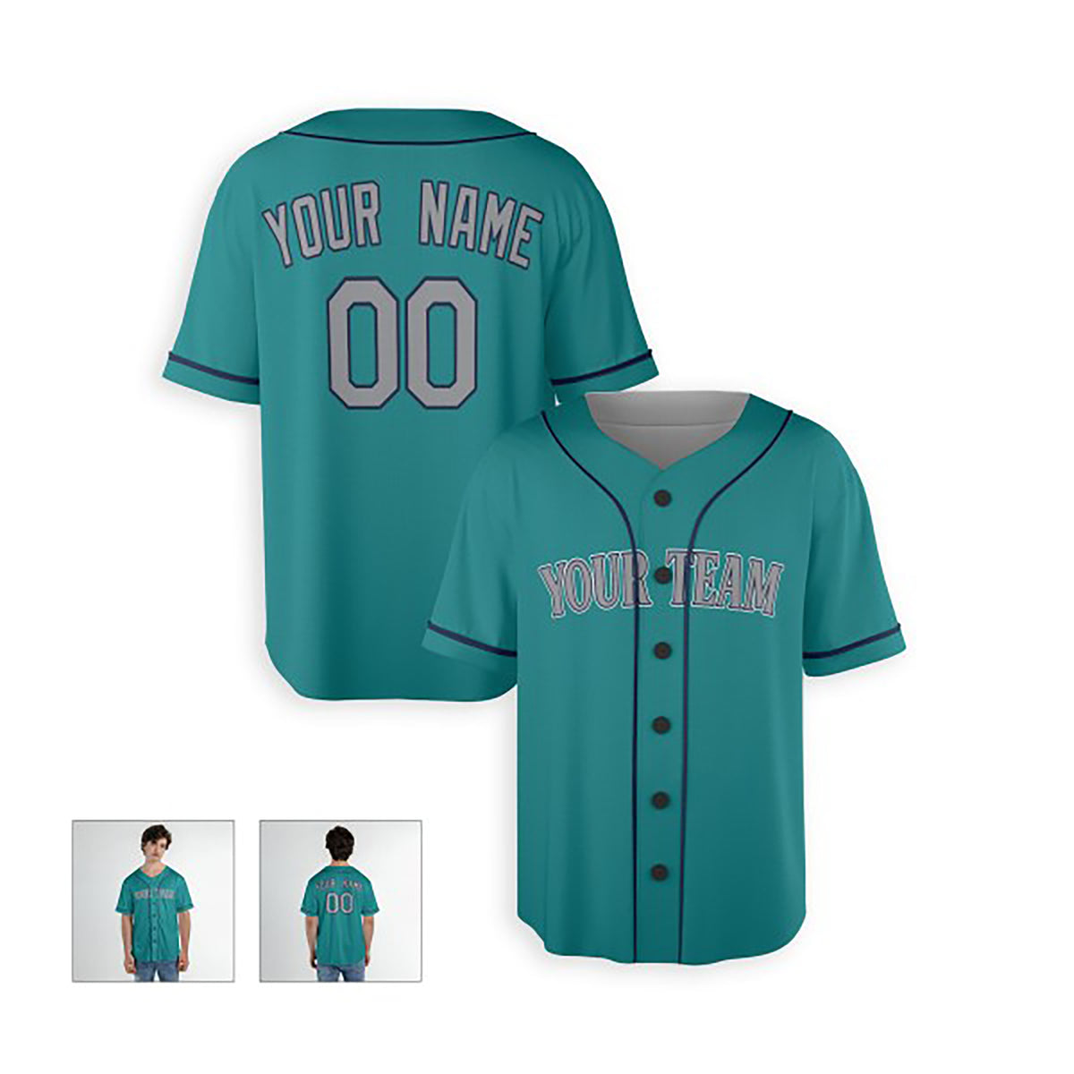 Personalized Seattle Baseball Jersey – Aqua Green Alternate Style, Custom Name & Number for Kids & Adults-4