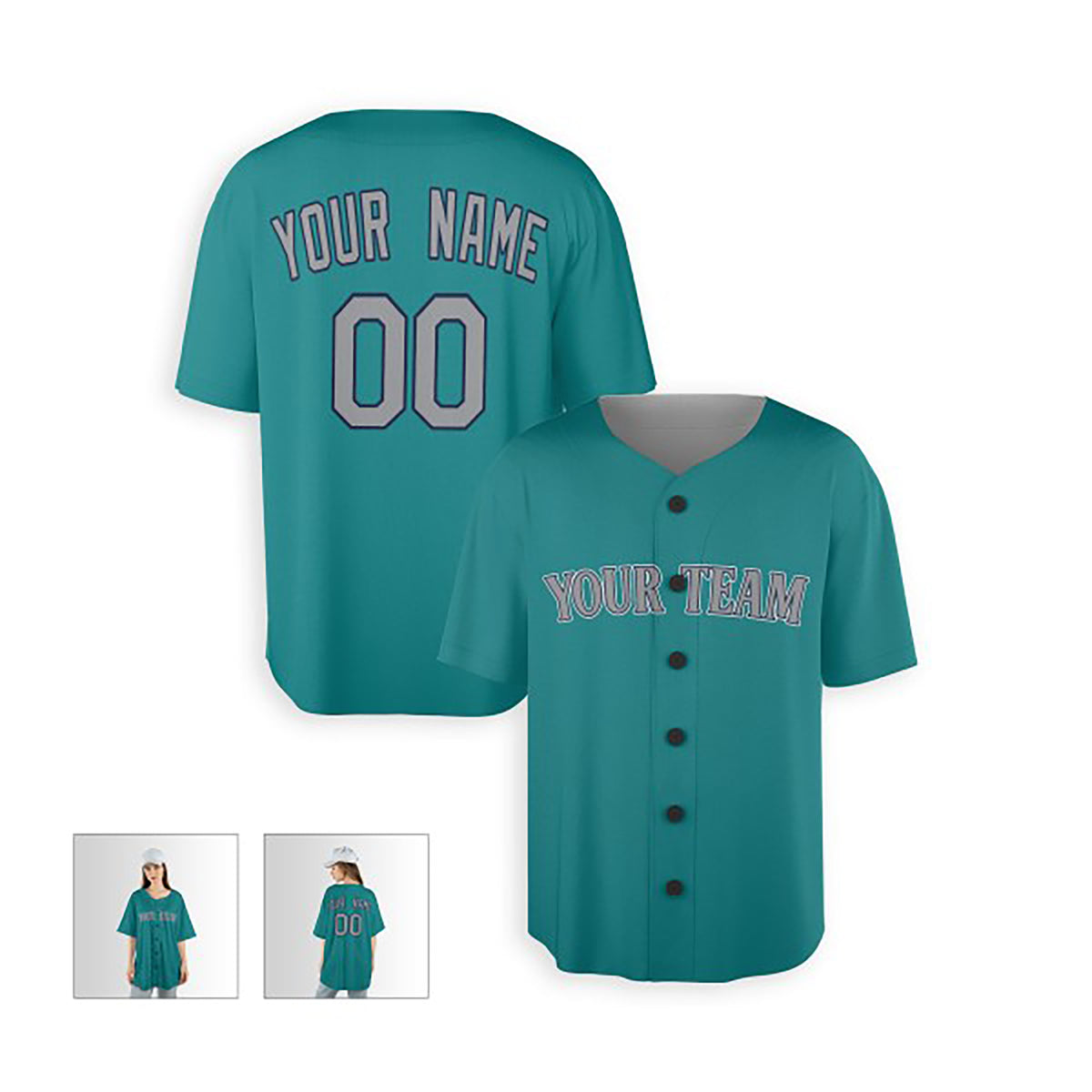 Personalized Seattle Baseball Jersey – Aqua Green Alternate Style, Custom Name & Number for Kids & Adults-5