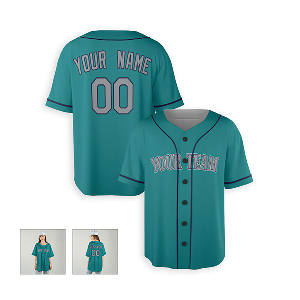 Personalized Seattle Baseball Jersey – Aqua Green Alternate Style, Custom Name & Number for Kids & Adults-6