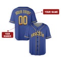 Personalized Seattle Baseball Jersey – Blue City-Inspired Style, Custom Name & Number for Kids & Adults-2