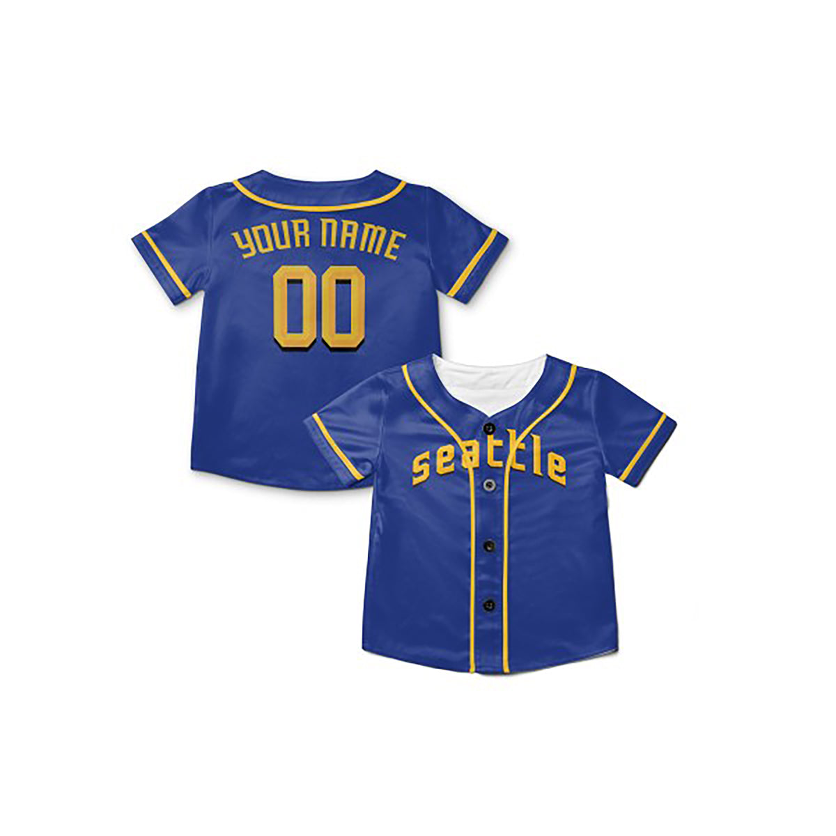 Personalized Seattle Baseball Jersey – Blue City-Inspired Style, Custom Name & Number for Kids & Adults-8