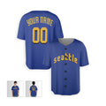 Personalized Seattle Baseball Jersey – Blue City-Inspired Style, Custom Name & Number for Kids & Adults-3