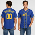 Personalized Seattle Baseball Jersey – Blue City-Inspired Style, Custom Name & Number for Kids & Adults-1