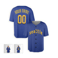 Personalized Seattle Baseball Jersey – Blue City-Inspired Style, Custom Name & Number for Kids & Adults-5