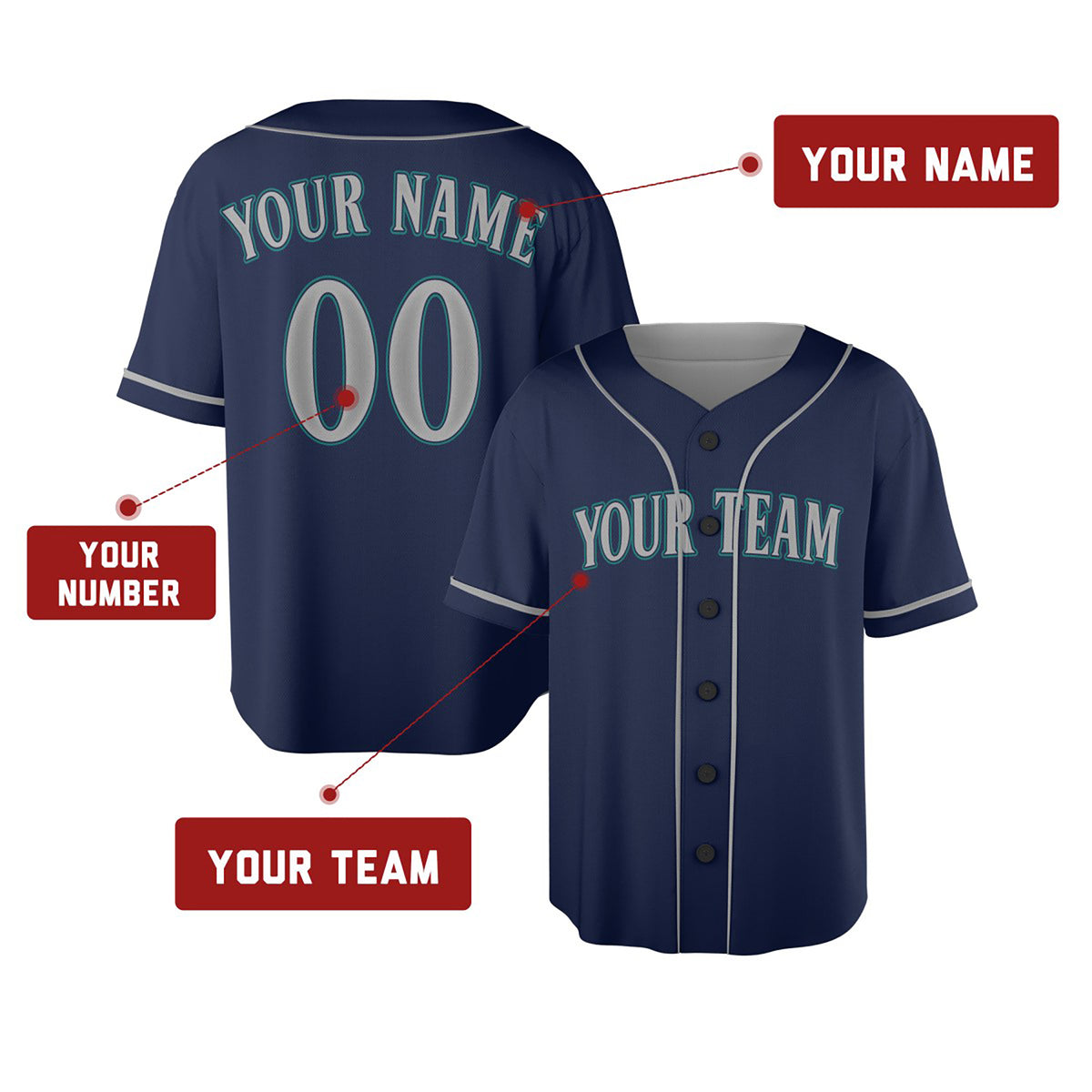 Personalized Seattle Baseball Jersey – Navy Alternate Style, Custom Name & Number for Kids & Adults-2