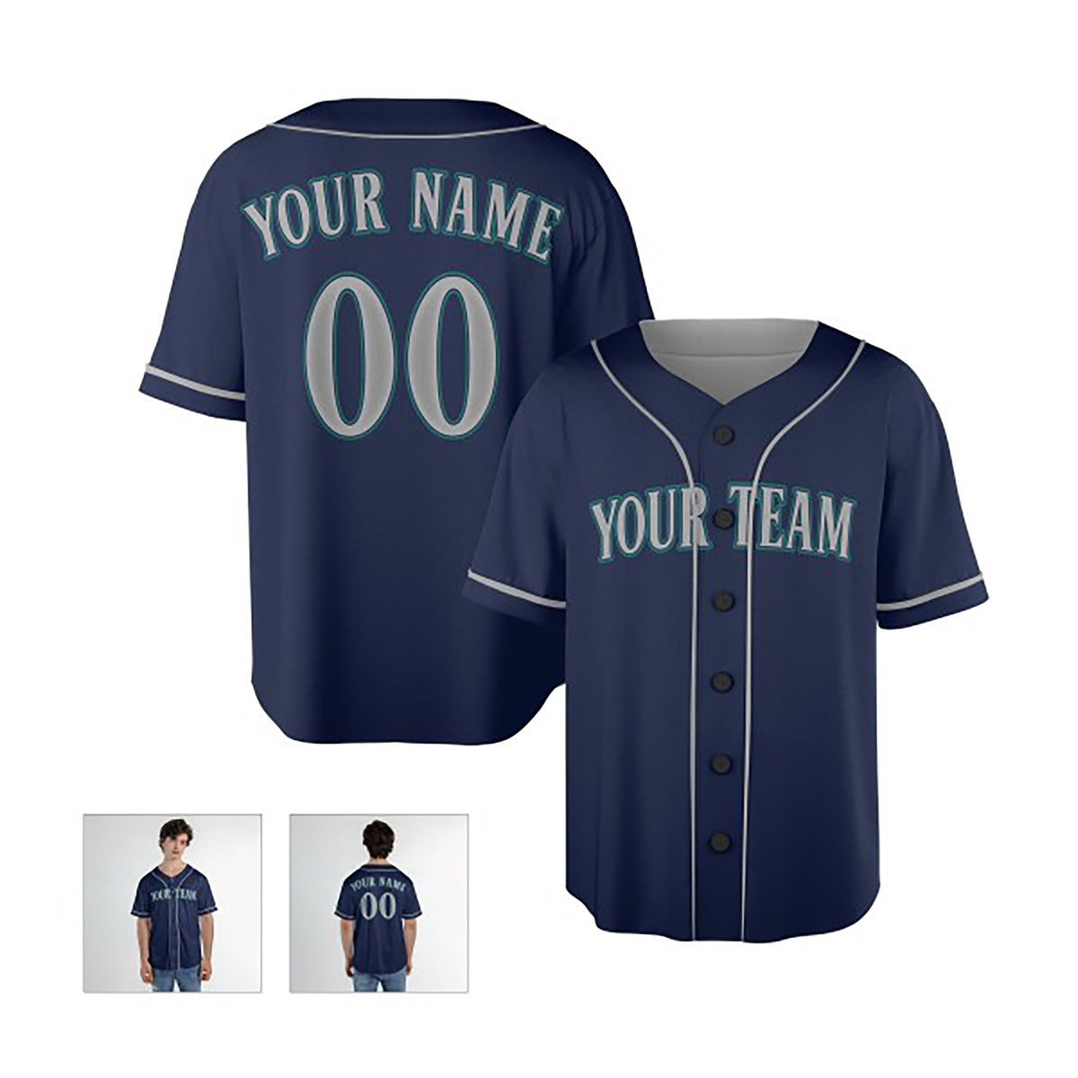 Personalized Seattle Baseball Jersey – Navy Alternate Style, Custom Name & Number for Kids & Adults-4