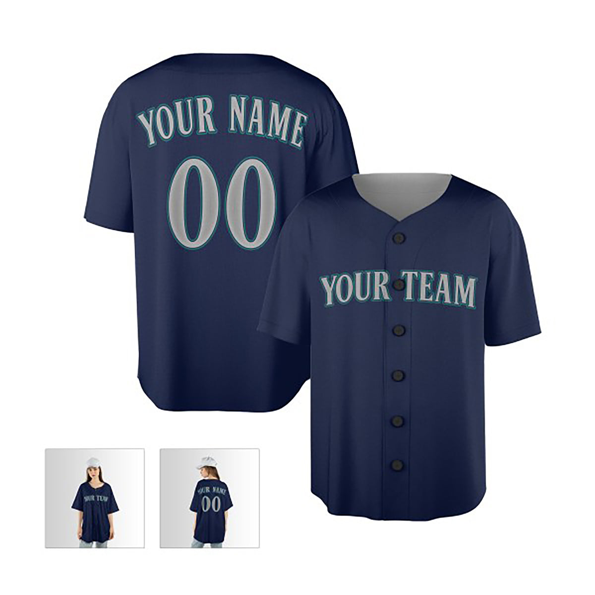 Personalized Seattle Baseball Jersey – Navy Alternate Style, Custom Name & Number for Kids & Adults-5