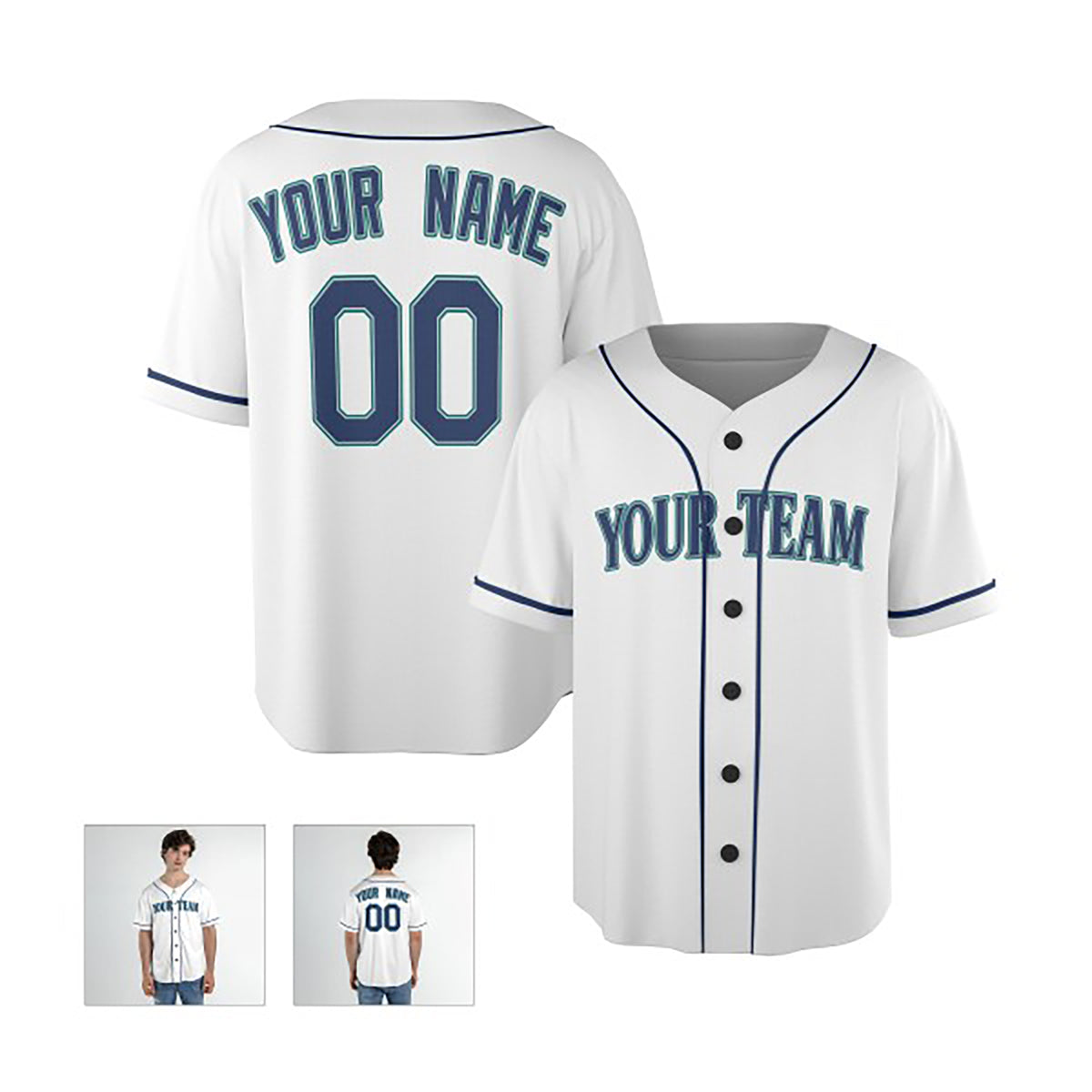 Personalized Seattle Baseball Jersey – White Home-Inspired Style, Custom Name & Number for Kids & Adults-4