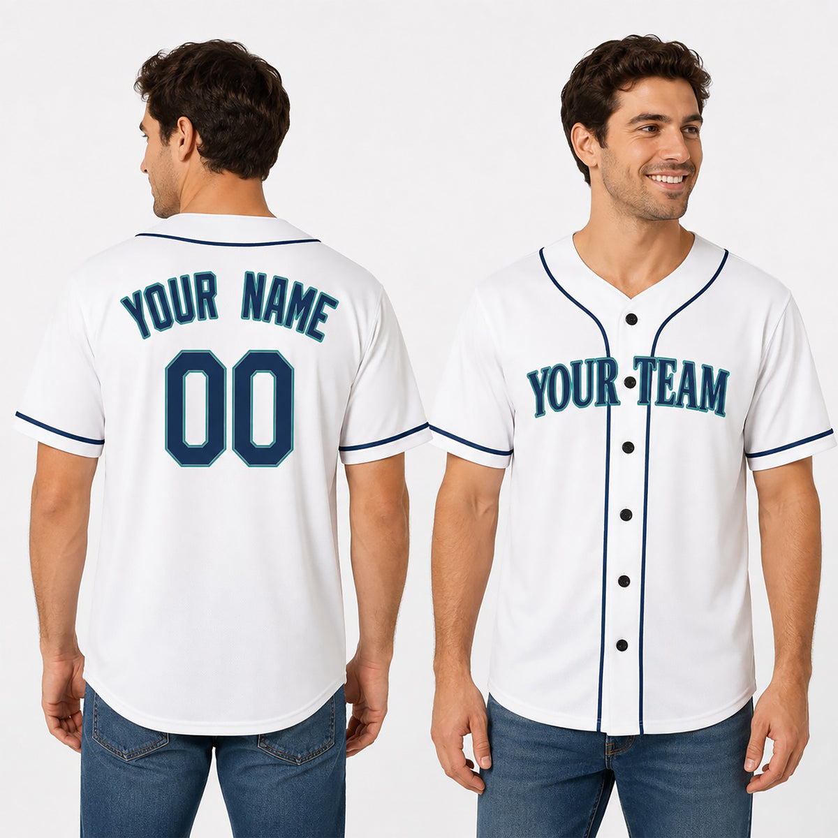 Personalized Seattle Baseball Jersey – White Home-Inspired Style, Custom Name & Number for Kids & Adults-1