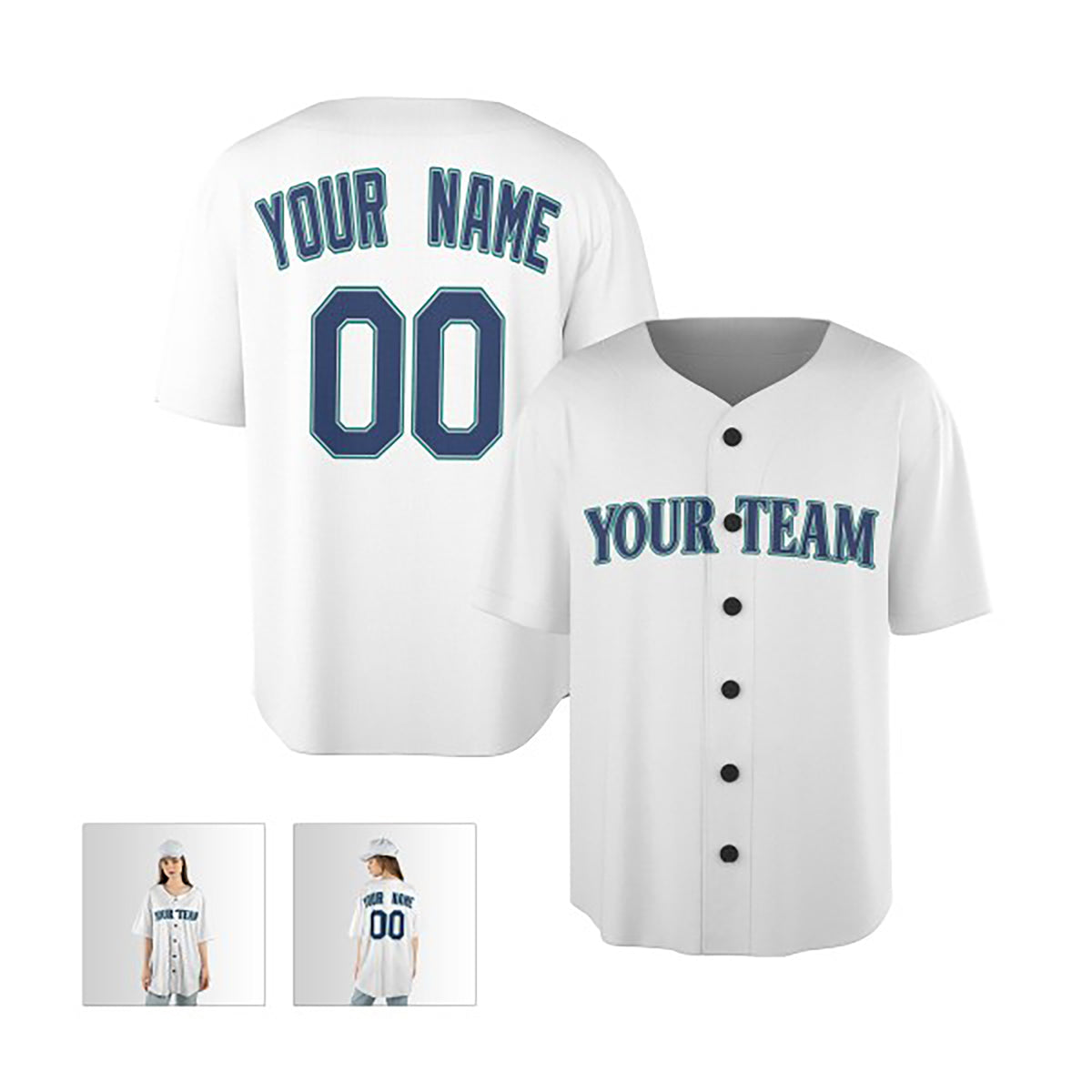 Personalized Seattle Baseball Jersey – White Home-Inspired Style, Custom Name & Number for Kids & Adults-5