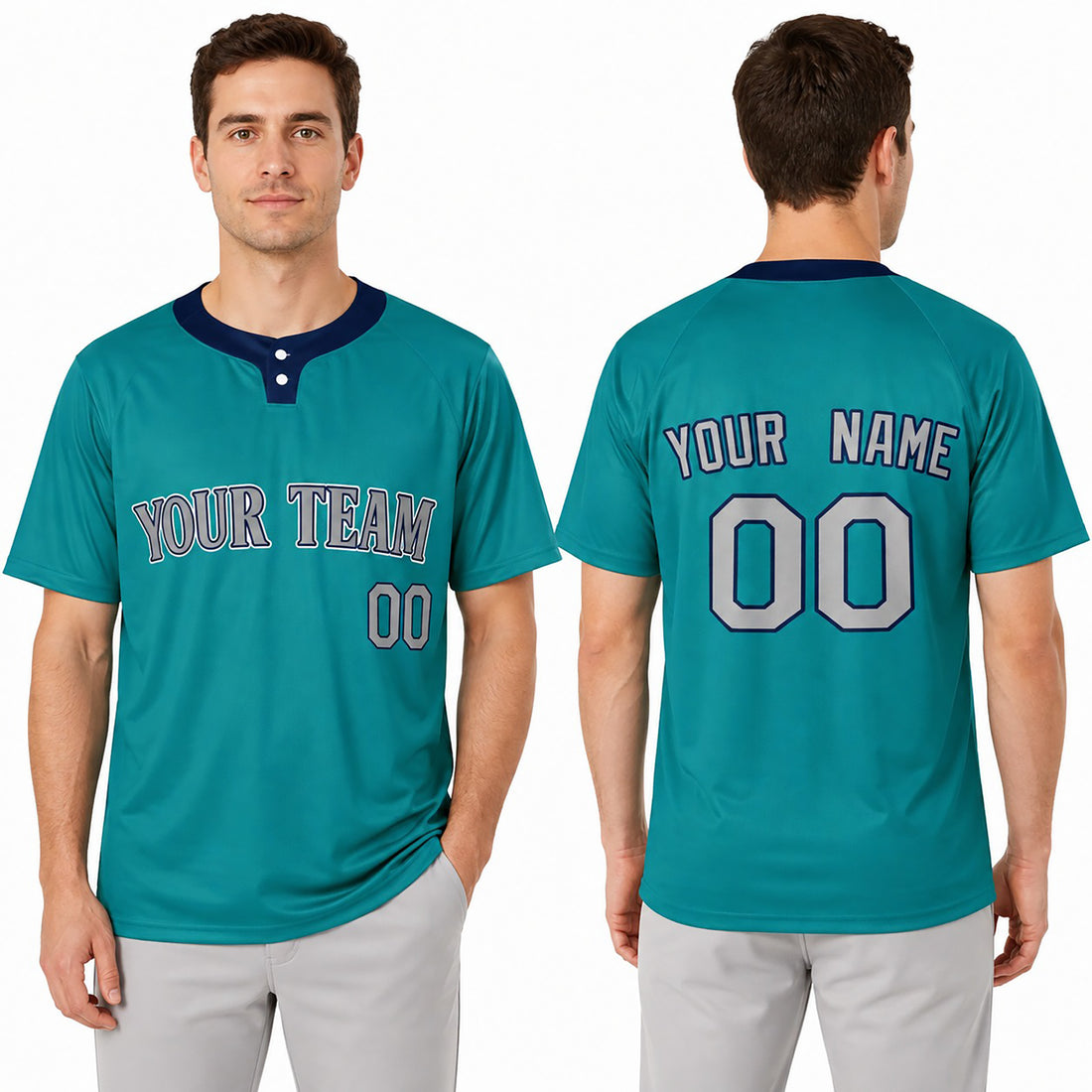 Personalized Seattle Two-Button Baseball Jersey – Alternate Style, Custom Name & Number for Men, Women & Youth-1