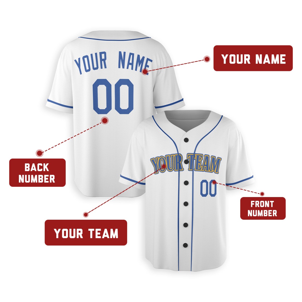 Personalized Seattle White Baseball Jersey – Custom Name & Number, Kids & Adults-2