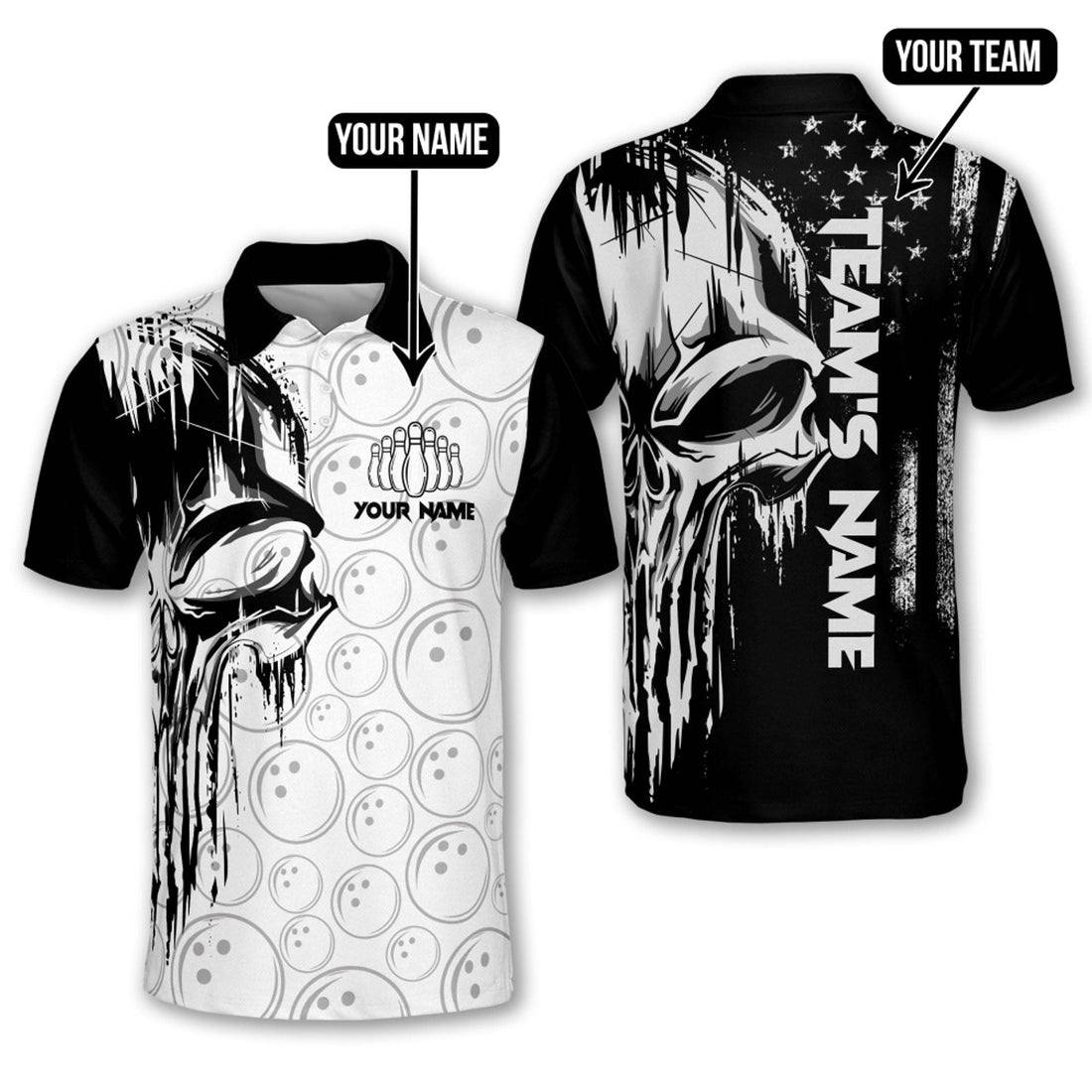 Custom Personalized Skull Bowling Jersey For Team Gift for Bowling Lovers