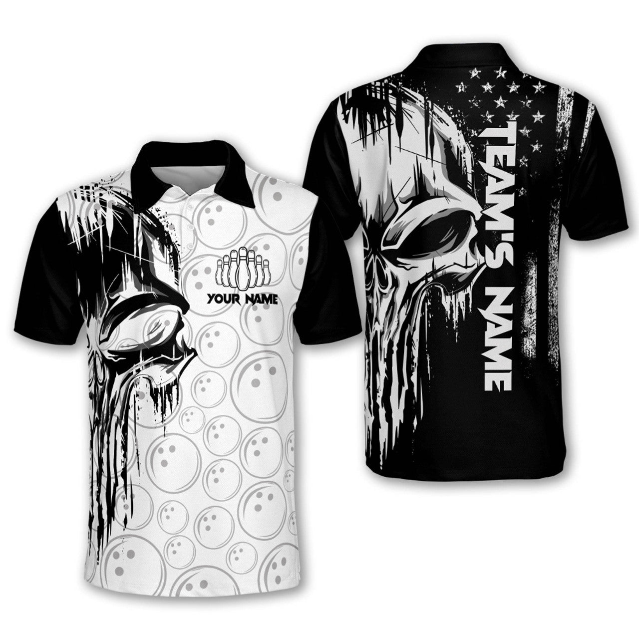 Custom Personalized Skull Bowling Jersey For Team Gift for Bowling Lovers
