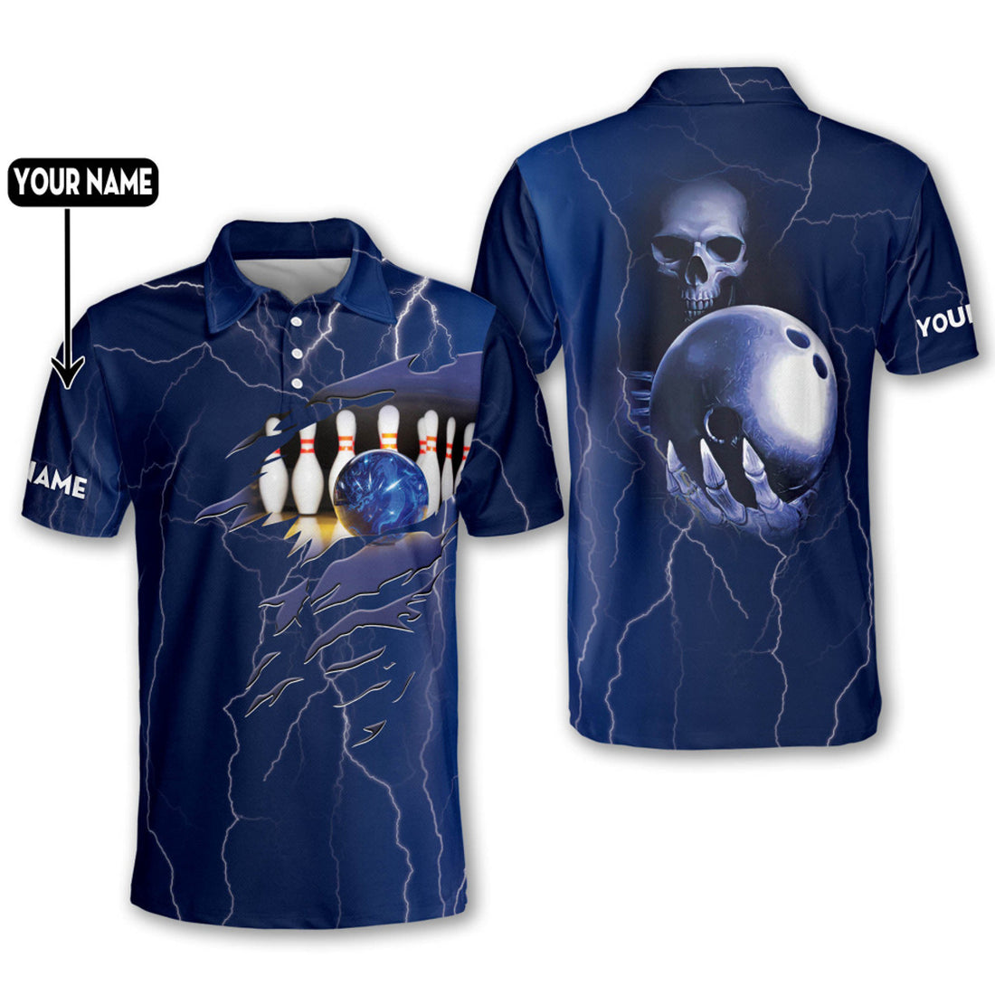 Custom Personalized Skull Bowling Jersey Men Women Gift for Bowling Lovers