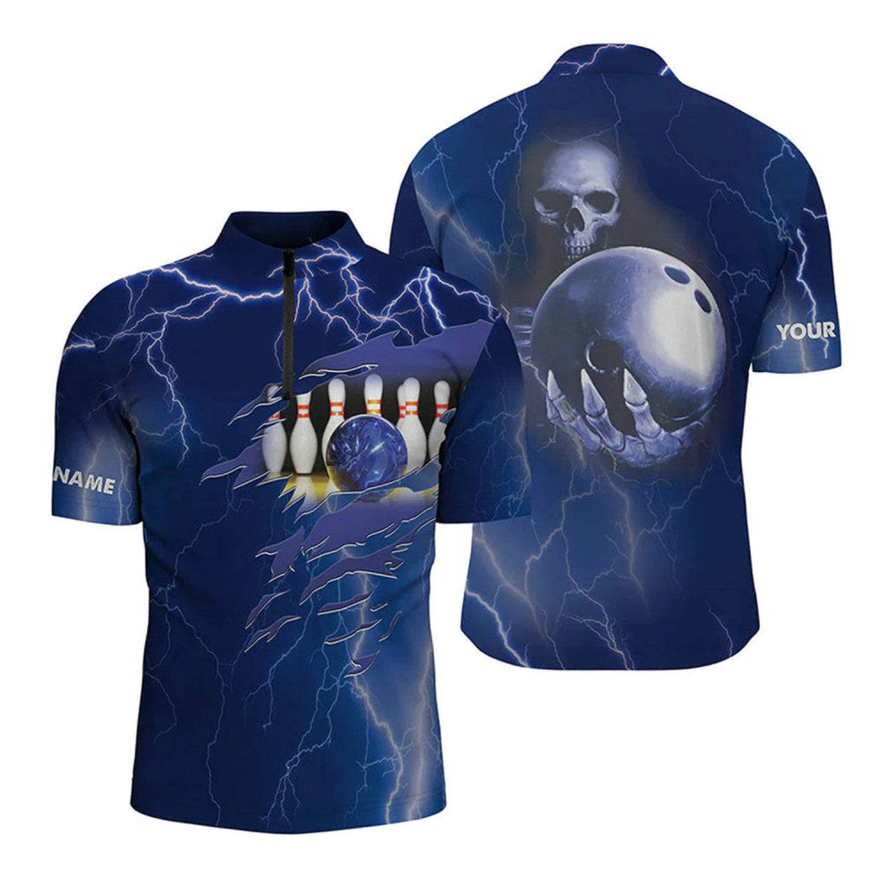 Custom Personalized Skull Bowling Jersey Men Women Gift for Bowling Lovers