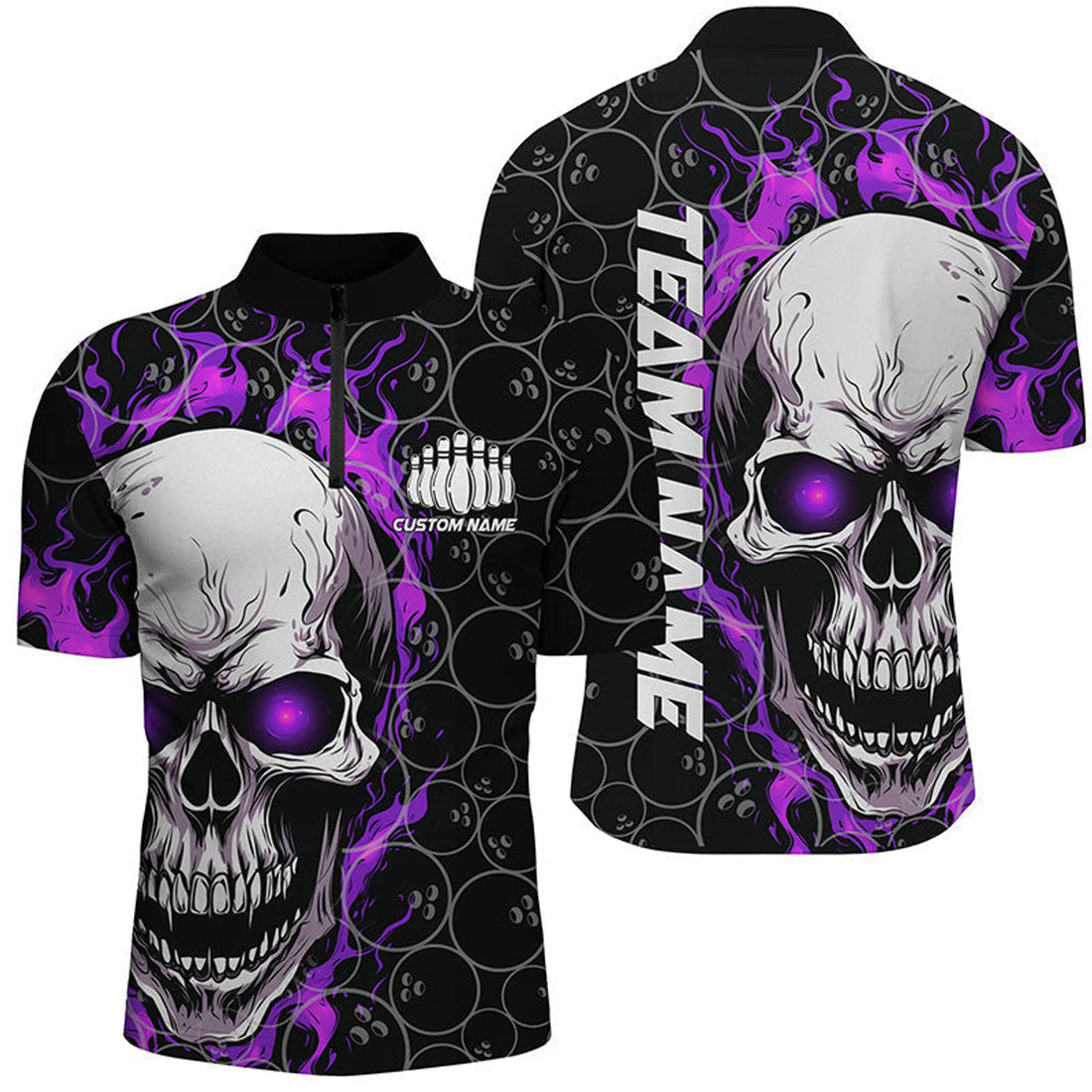 Custom Personalized Skull Flame Bowling Jersey For Team Gift for Bowling Lovers