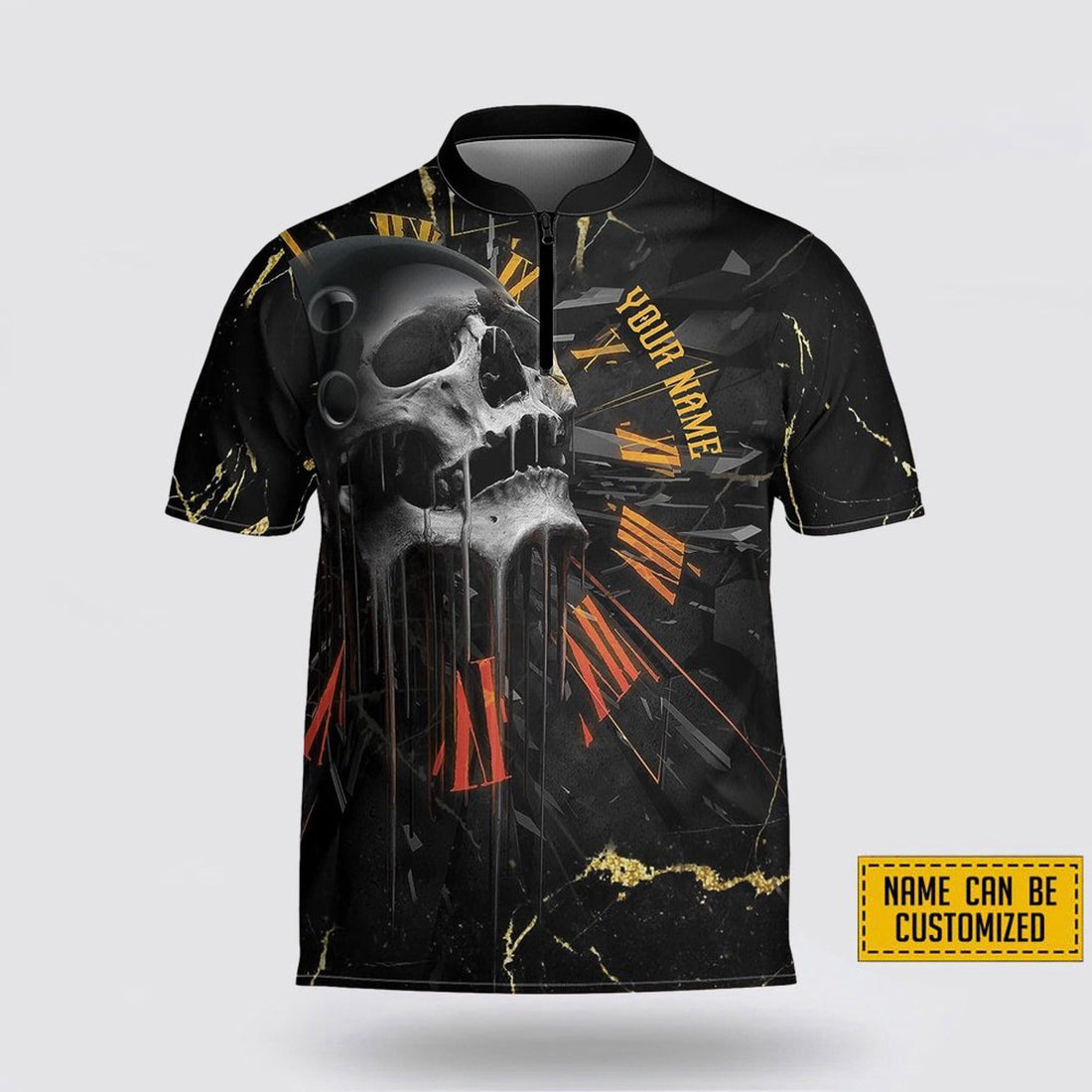 Custom Personalized Skull Patriotic Bowling Jersey Unisex Gift for Bowling Lovers