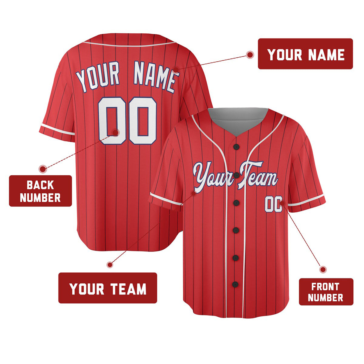 Personalized St. Louis Red Baseball Jersey – Custom Name & Number, Kids & Adults-2