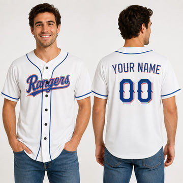 Personalized Texas Baseball Jersey – White Home-Inspired Style, Custom Name & Number for Kids & Adults-1