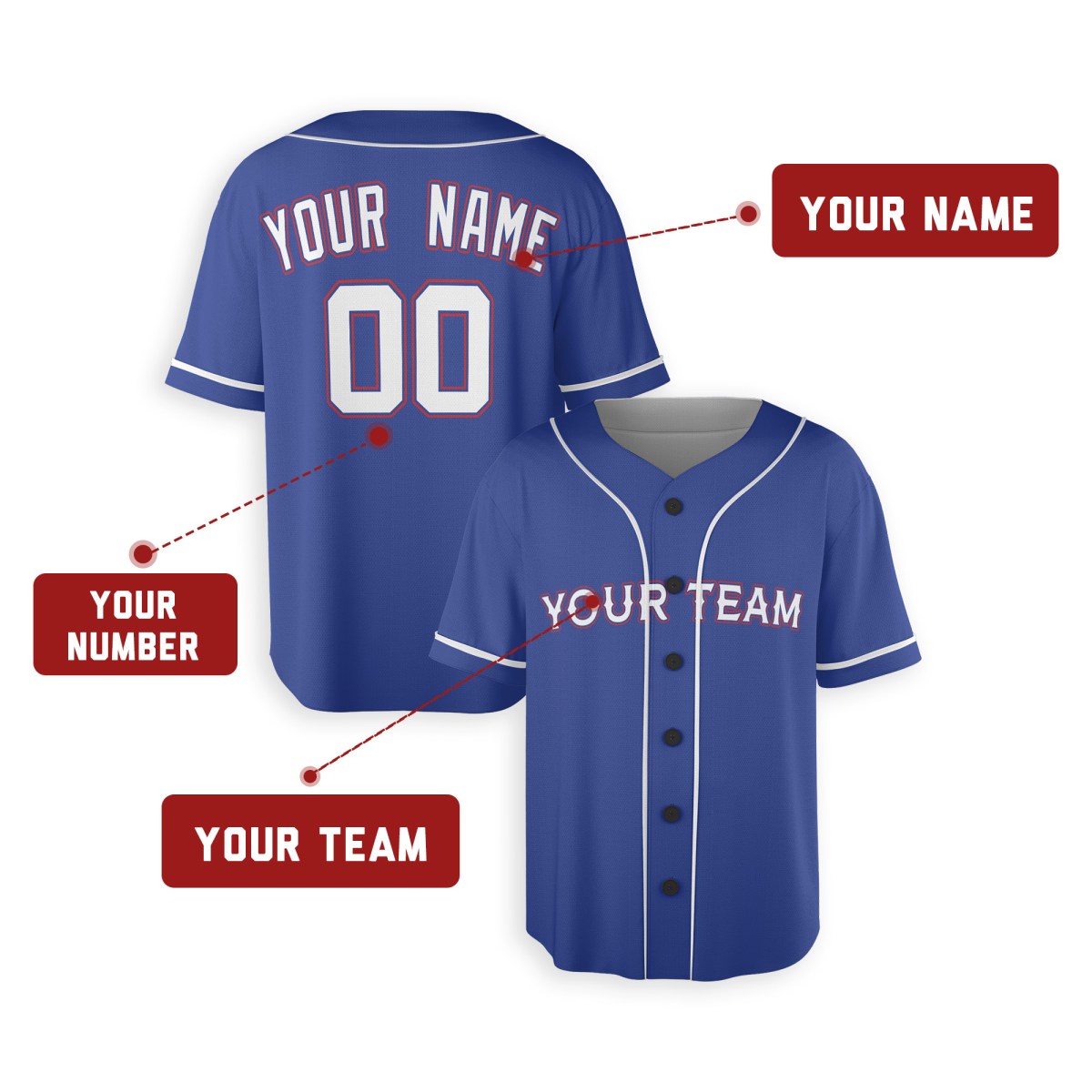 Personalized Texas Royal Blue Baseball Jersey – Custom Name & Number-2