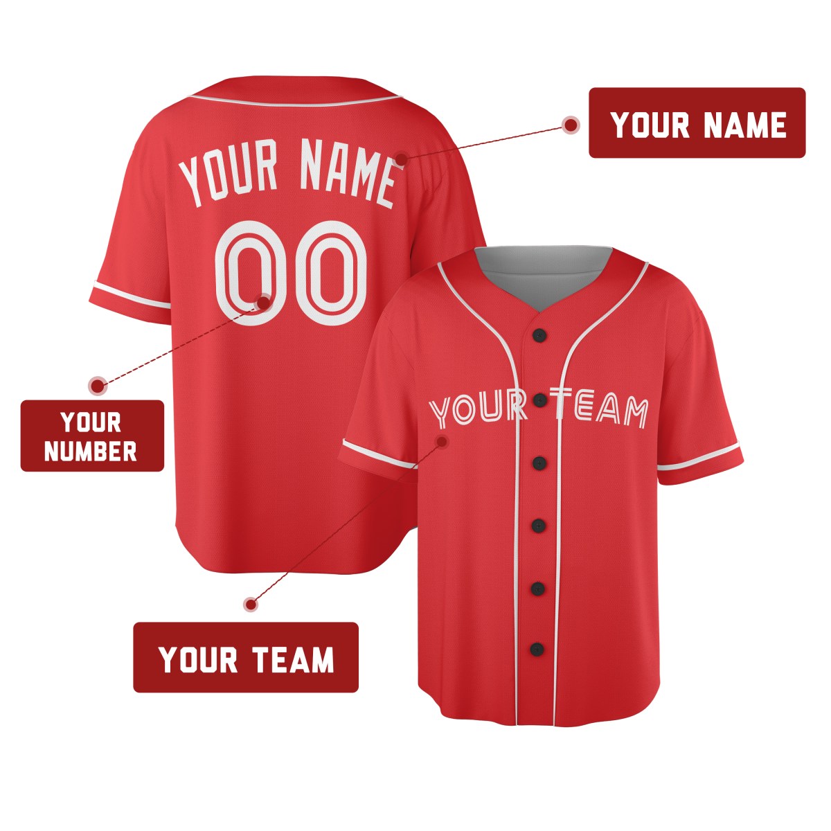 Personalized Toronto Red Baseball Jersey – Custom Name & Number, Kids & Adults-2