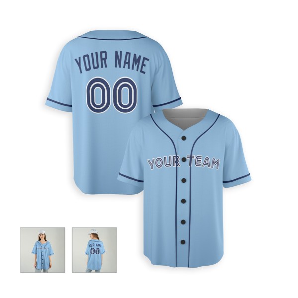 Personalized Toronto Sky Blue Baseball Jersey – Custom Name & Number, Kids & Adults-6