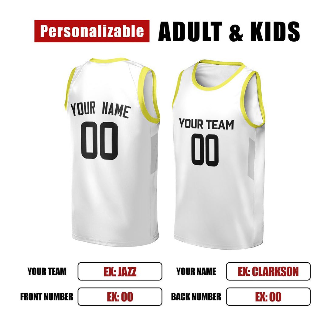 Personalized Utah White Basketball Jersey – Custom Name & Number, Kids Youth Adults-1