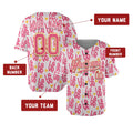 Personalized Valentine Baseball Jersey – Pink Doodle Heart Style, Matching Couples Outfit for Kids & Adults-2