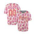 Personalized Valentine Baseball Jersey – Pink Doodle Heart Style, Matching Couples Outfit for Kids & Adults-3