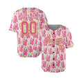 Personalized Valentine Baseball Jersey – Pink Doodle Heart Style, Matching Couples Outfit for Kids & Adults-4