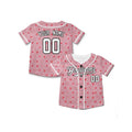 Personalized Valentine Baseball Jersey – Pink Tiny Heart Style, Matching Couples Outfit for Kids & Adults-4