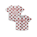 Personalized Valentine Baseball Jersey – White Glitter Red Heart Style, Matching Couples Outfit for Kids & Adults-5