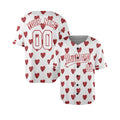 Personalized Valentine Baseball Jersey – White Glitter Red Heart Style, Matching Couples Outfit for Kids & Adults-4