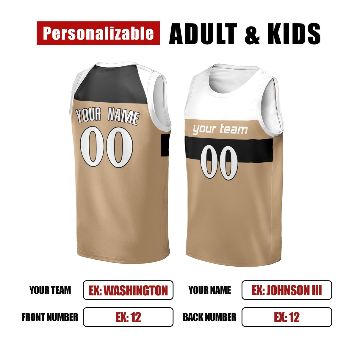 Personalized Washington Basketball Jersey – Gold City-Inspired Style, Custom Name & Number for Kids, Youth & Adults-2
